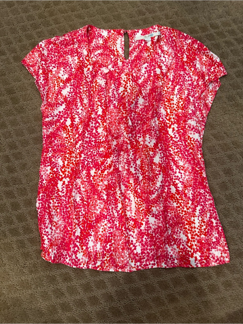 Boden Coral Pink Printed Cap-Sleeve Blouse